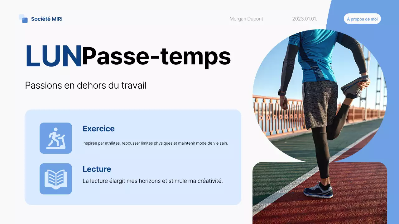 pitch d'autoprésentation moderne bleu