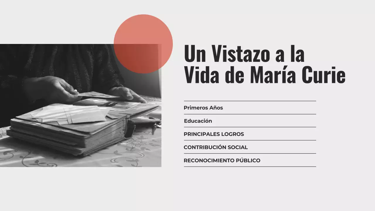 Explorando la vida de Marie Curie Presentación minimalista