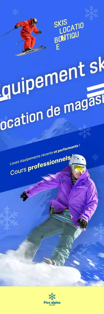 Bannière moderne bleue pour les sports d'hiver