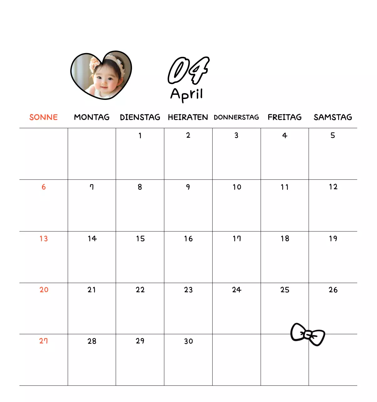 Niedlicher Neujahrs-Fotokalender