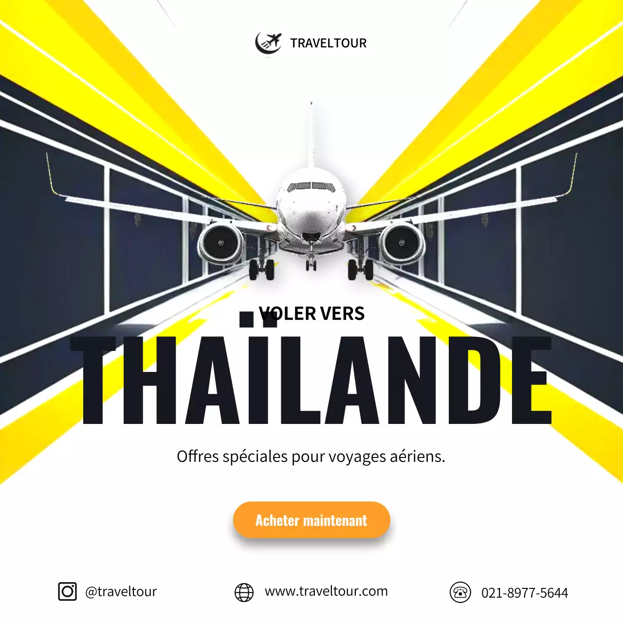 publicité moderne jaune pour les voyages