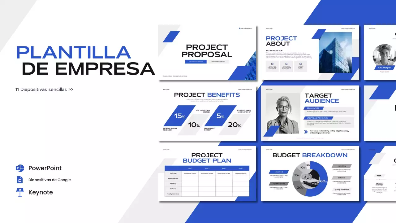 presentación de empresa moderna azul