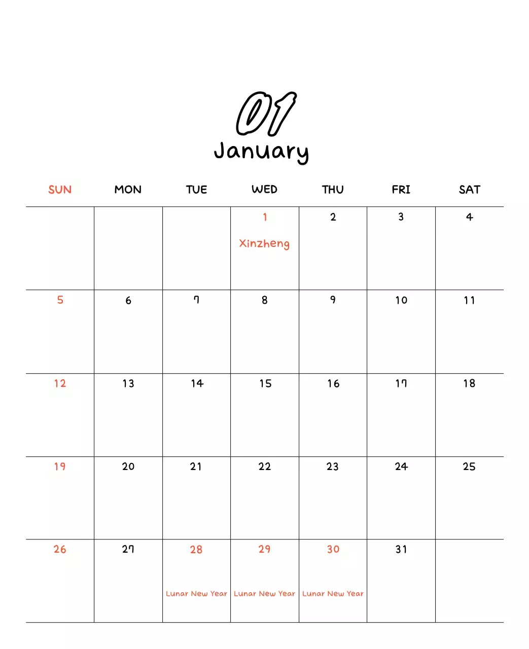 Kalender Tahun Baru yang menggemaskan