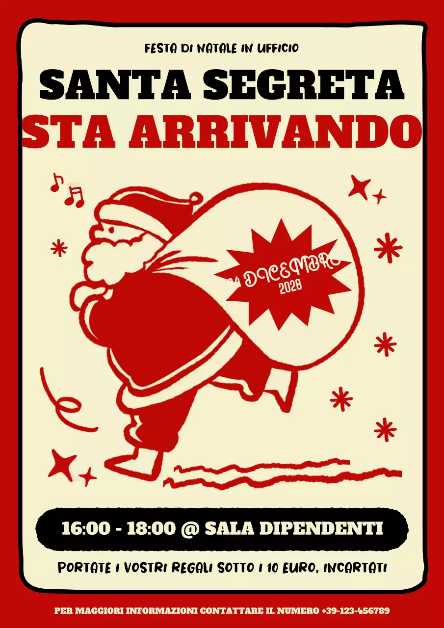 invito natalizio rosso retrò