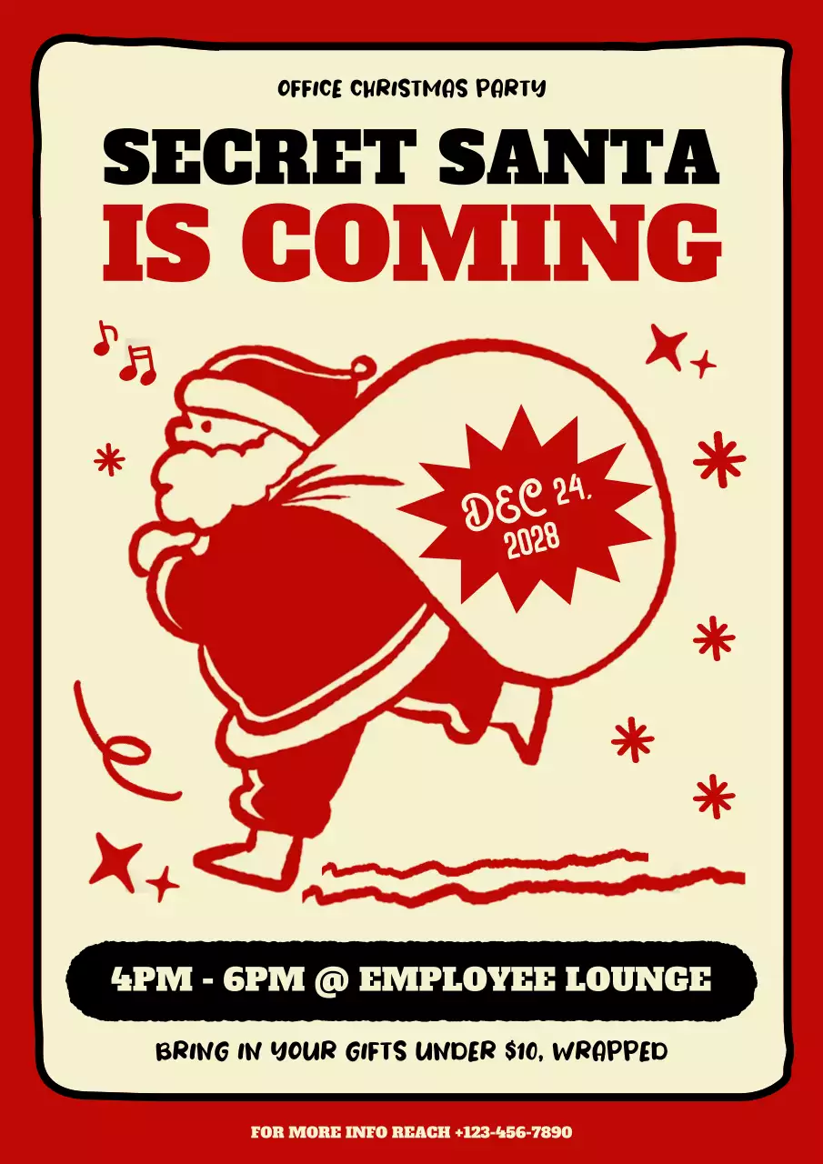 Red Retro Christmas Event Announcement Poster