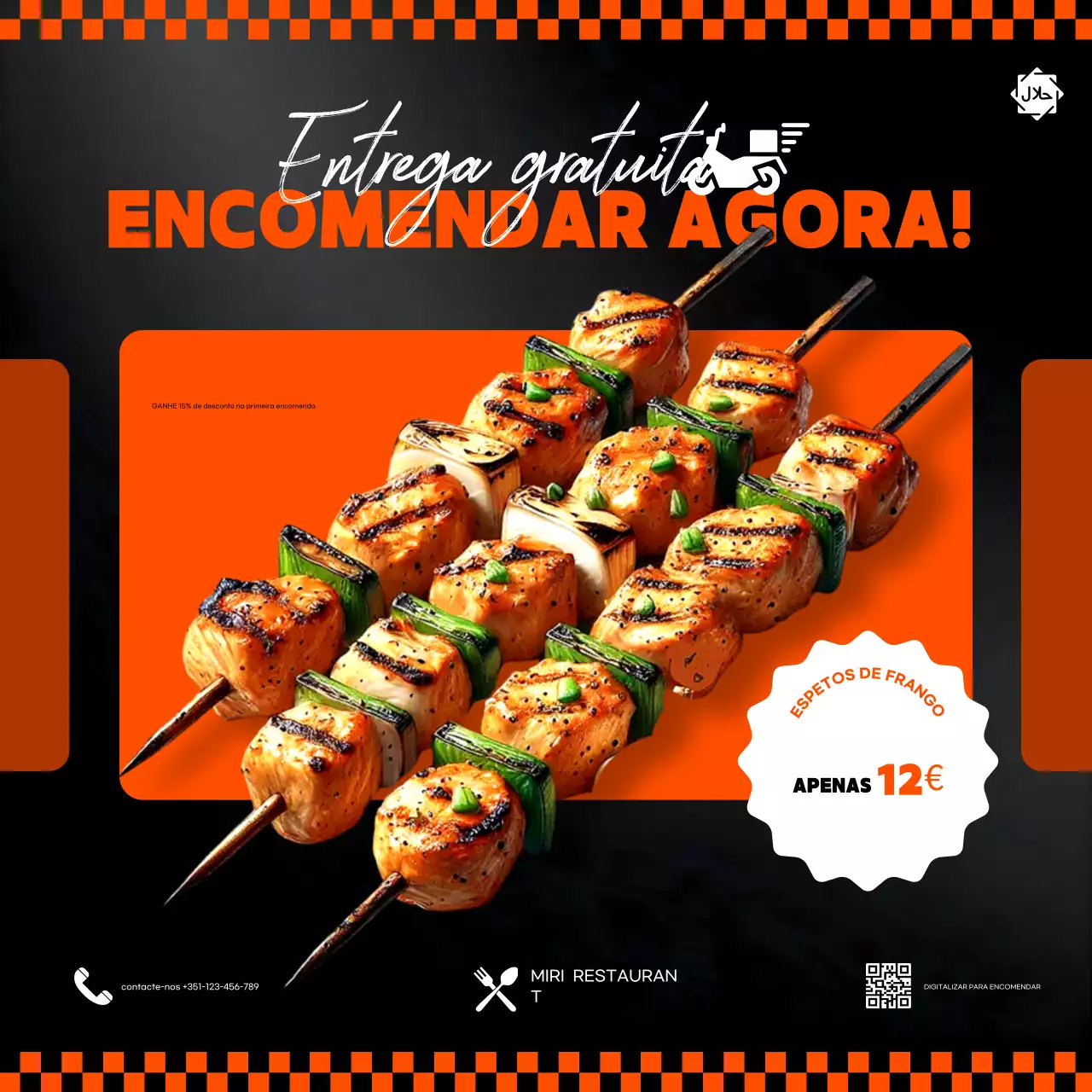 promoção de alimentos modernos em laranja