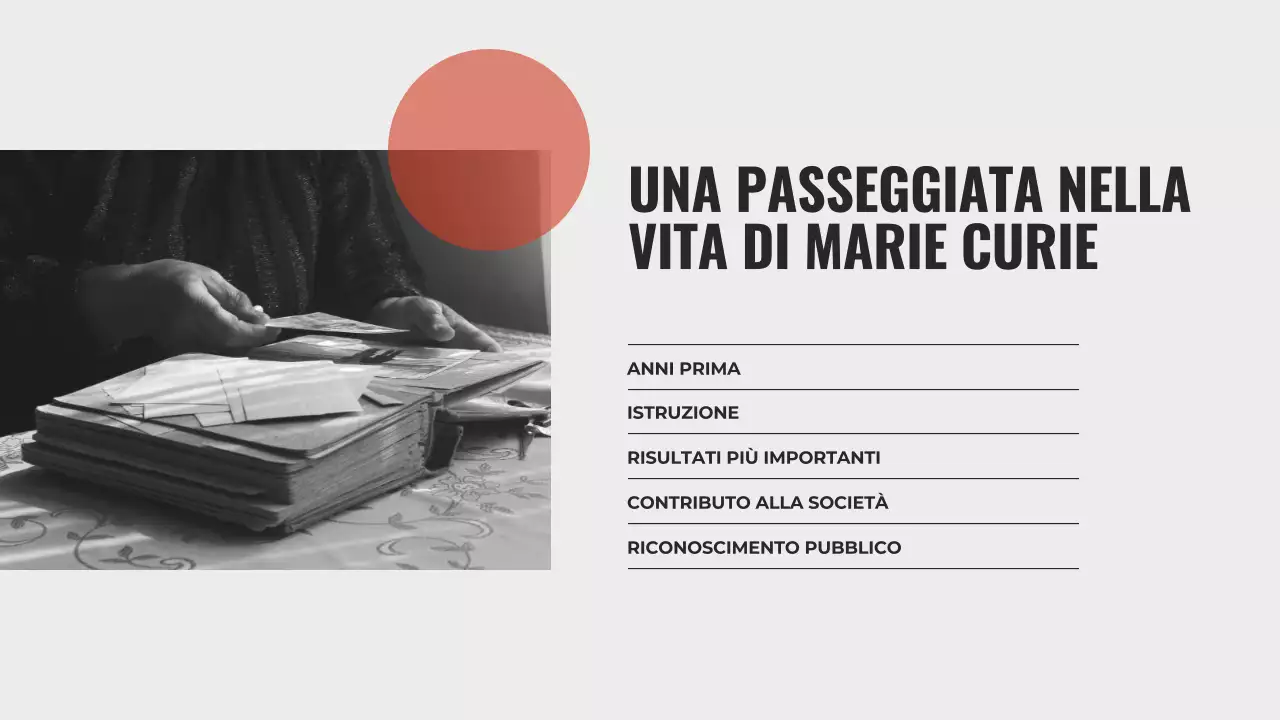 Esplorare la vita di Marie Curie Presentazione minimalista