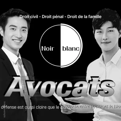 Annonces d'avocats en noir et blanc avec un contraste de noir et de blanc