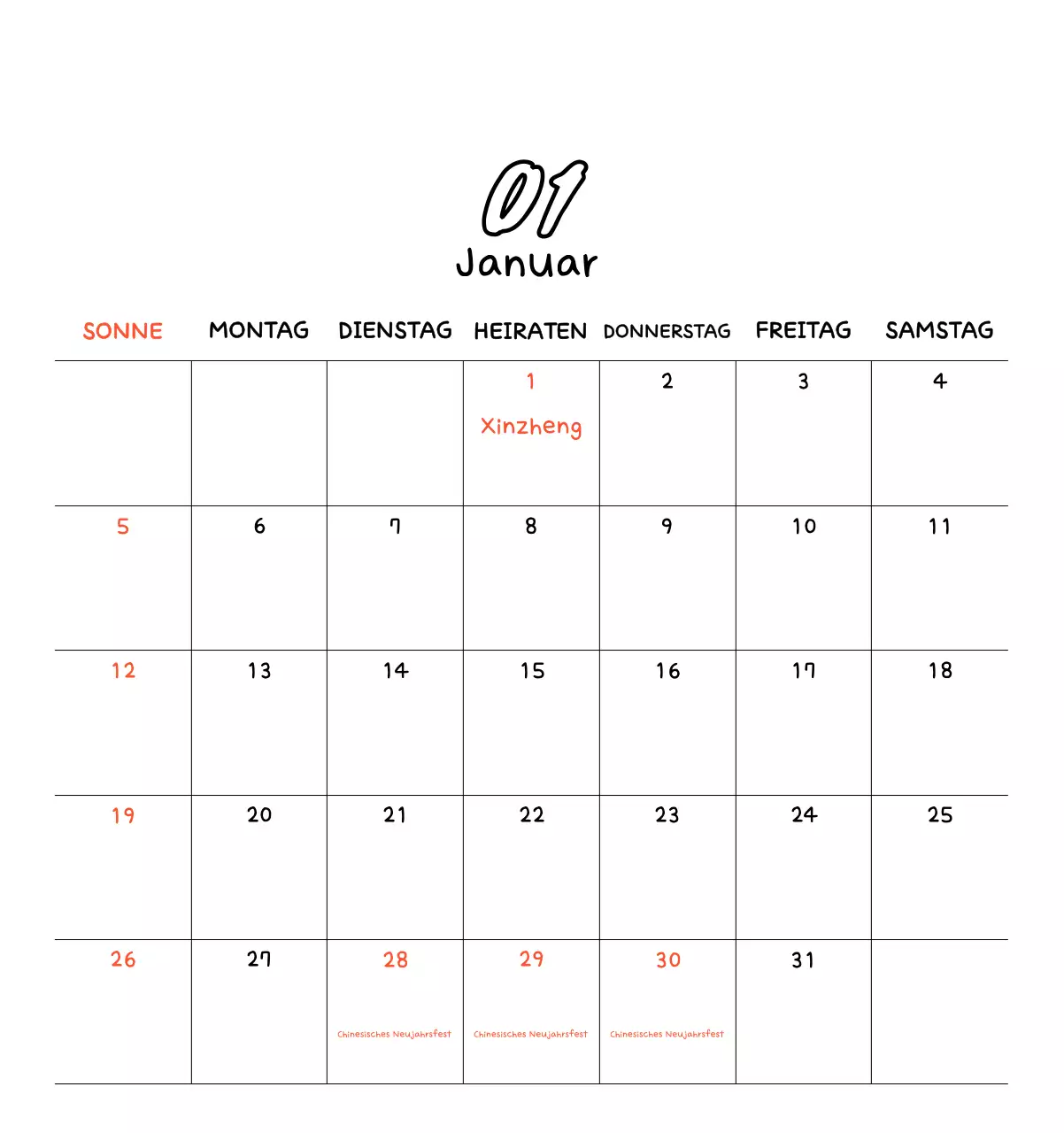 Niedlicher Neujahrs-Fotokalender