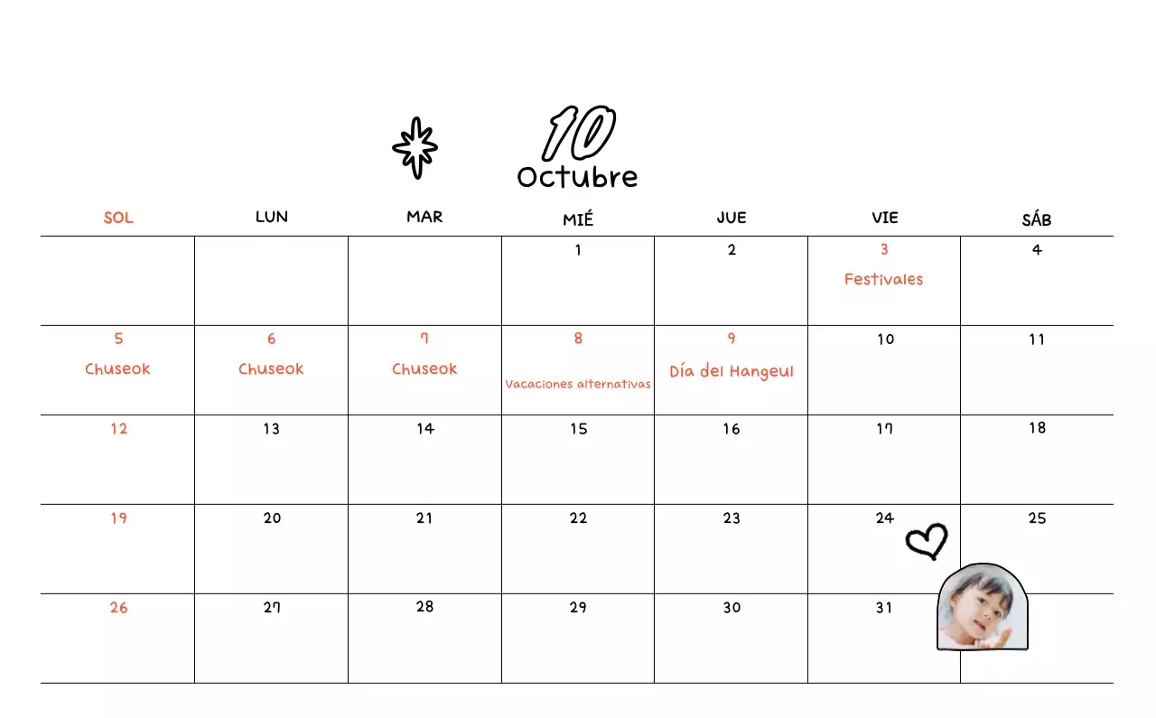 Bonito calendario con dibujos