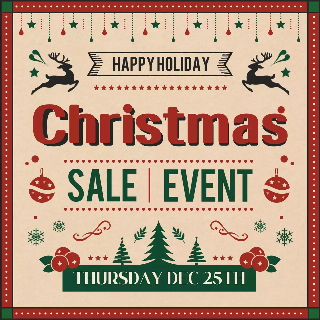 Carrossel de promoção de Natal tradicional vermelho no Instagram