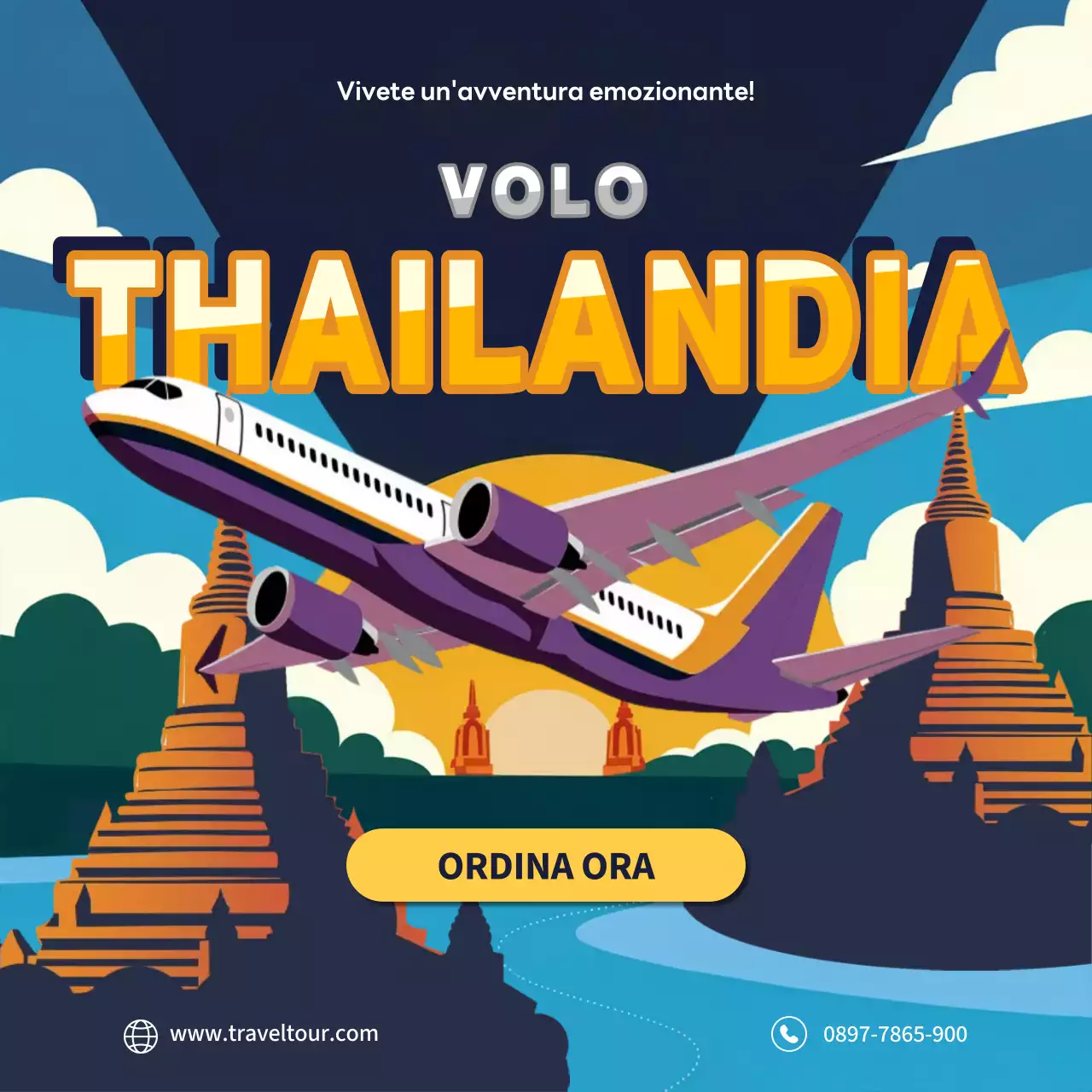 promozione di viaggio retro viola