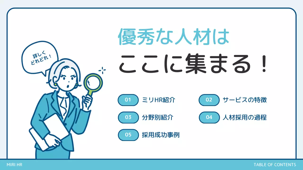 青 シンプル 採用 プレゼンテーション
