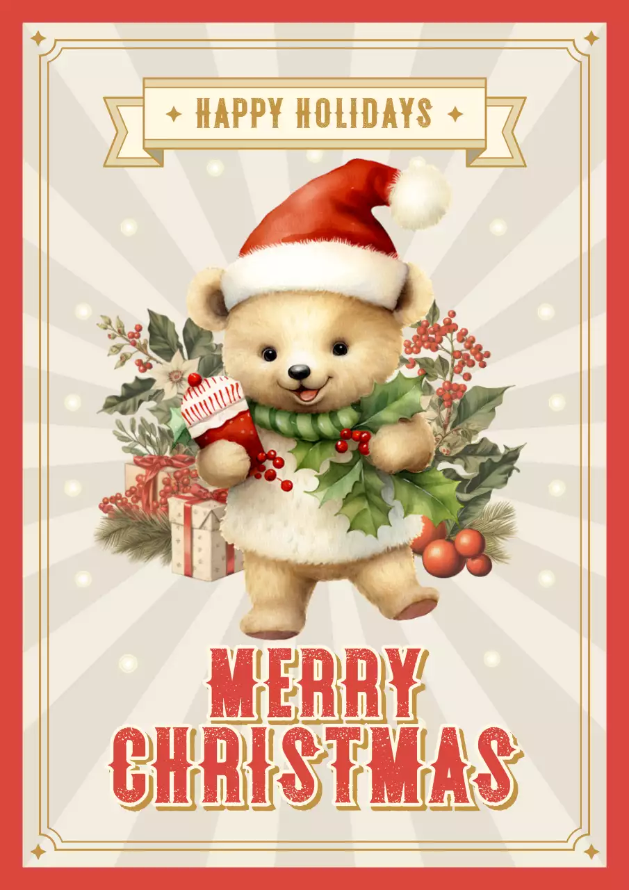 빨강 빈티지 크리스마스 카드