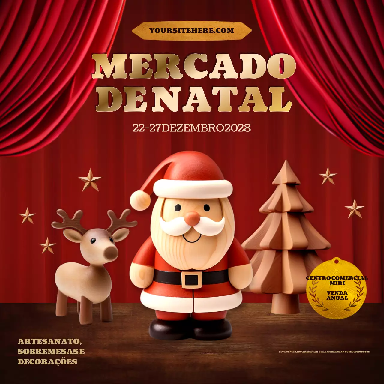 anúncio de evento de Natal vintage vermelho