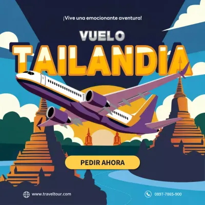 promoción de viajes retro púrpura