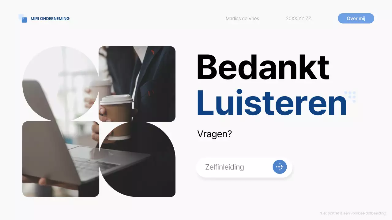 blauwe moderne zelfintroductie pitch