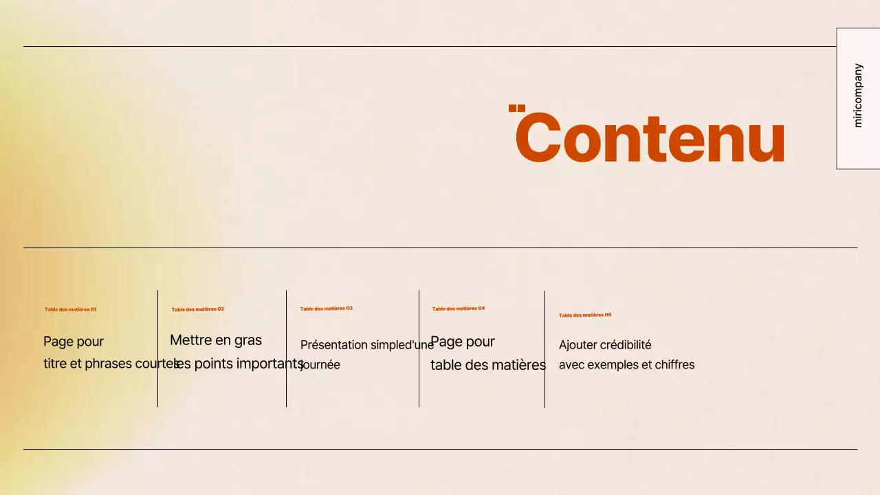 Documentation sur la présentation simple d'Orange