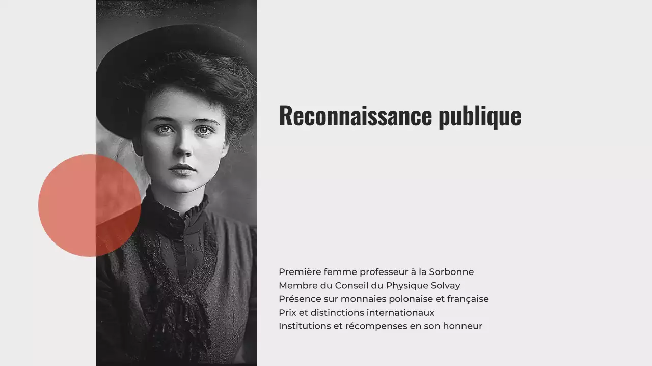 Explorer la vie de Marie Curie Présentation minimaliste