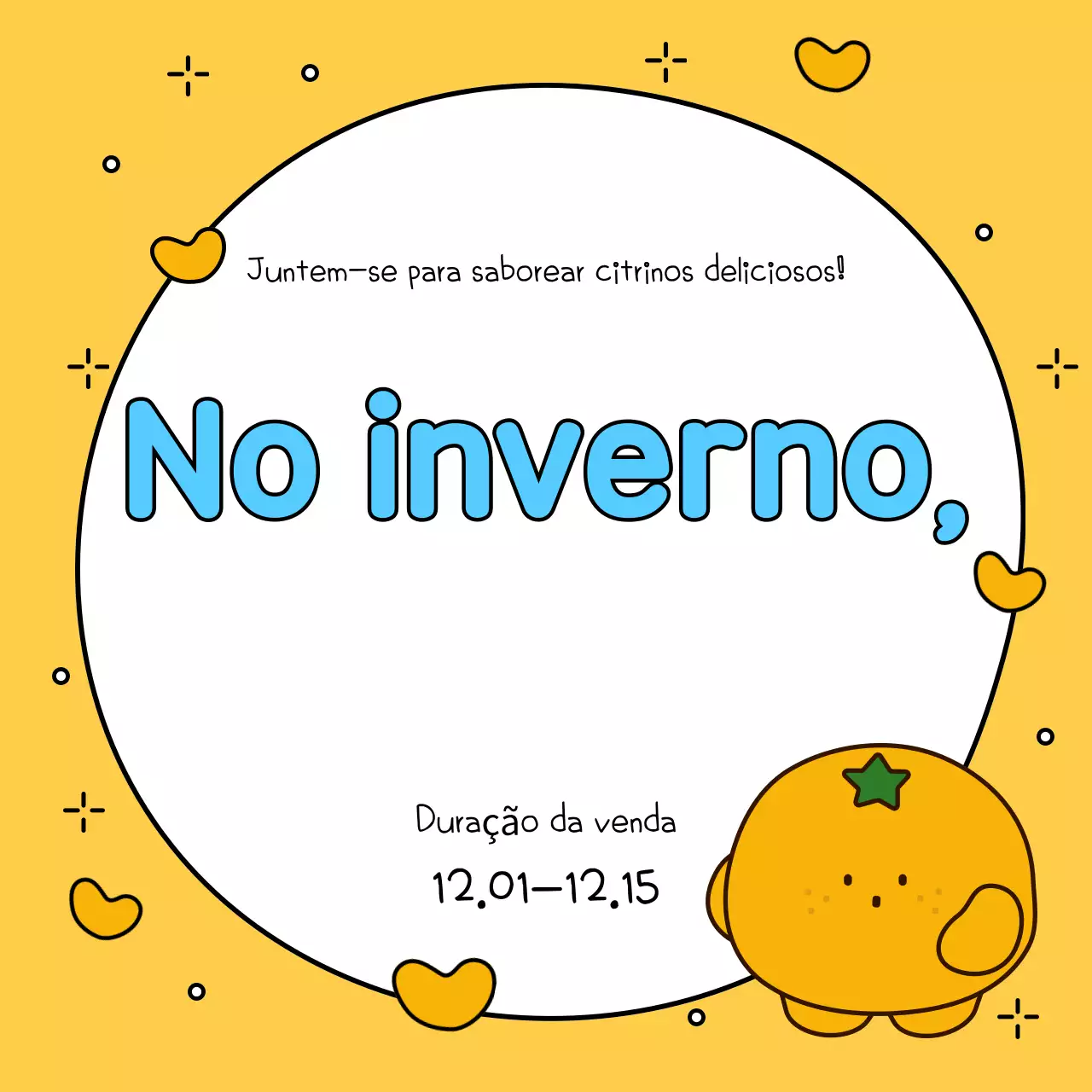 Anunciar um evento de inverno em amarelo e laranja
