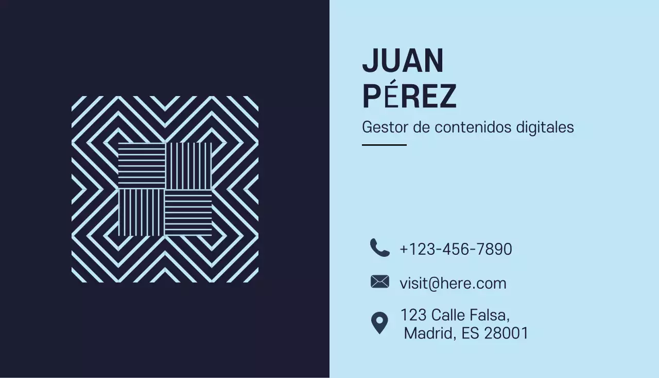 tarjeta de visita geométrica azul marino