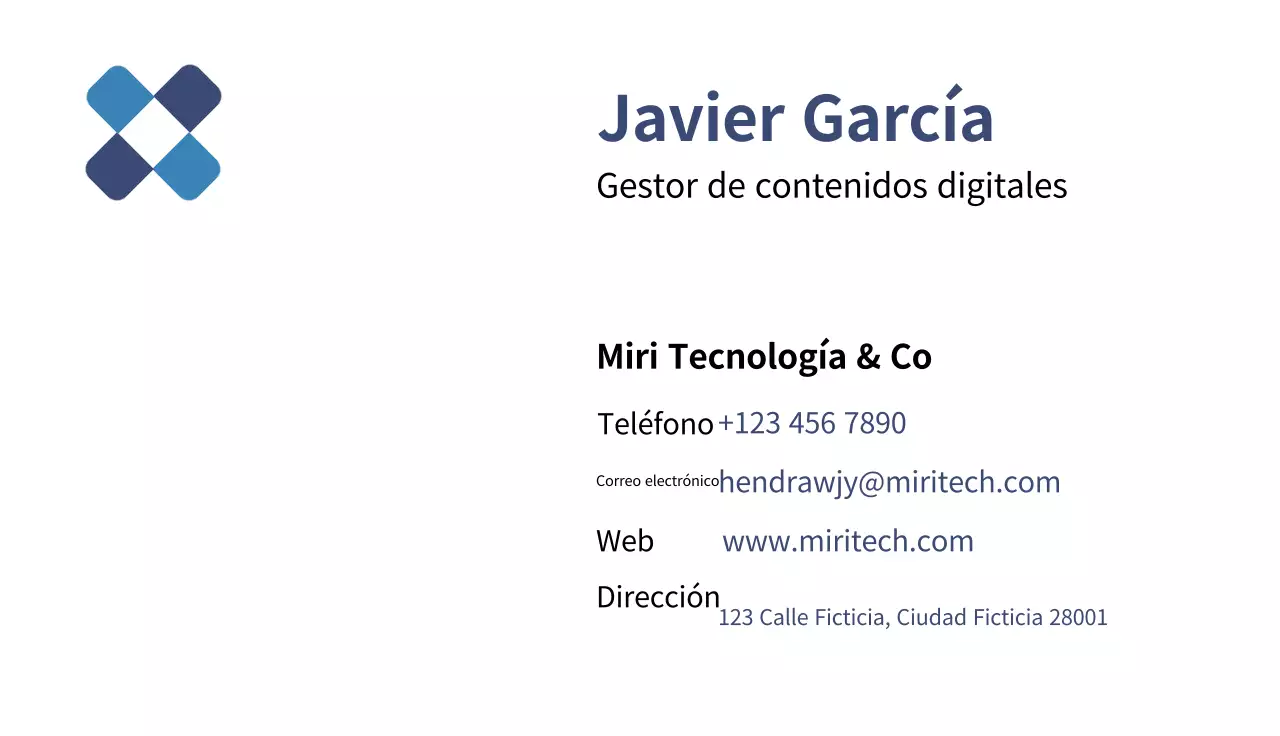 tarjeta de visita moderna azul