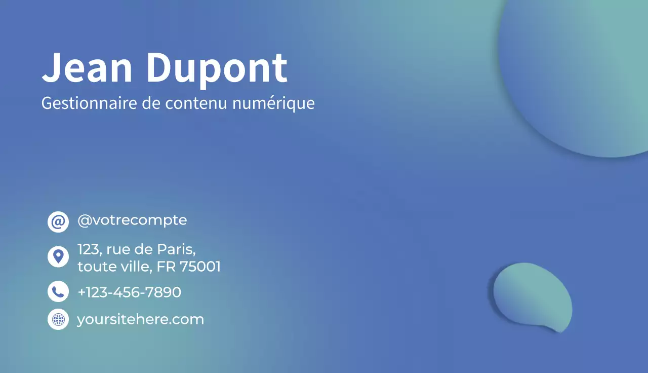 carte de visite moderne bleue