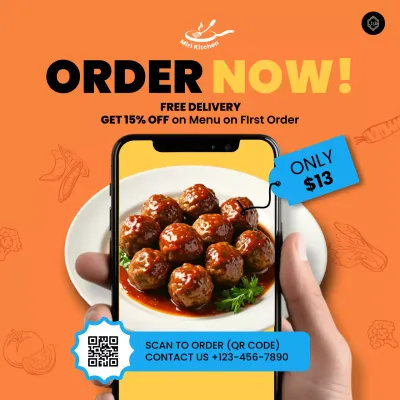 Orange Trendy Food Promotion Social Media Post