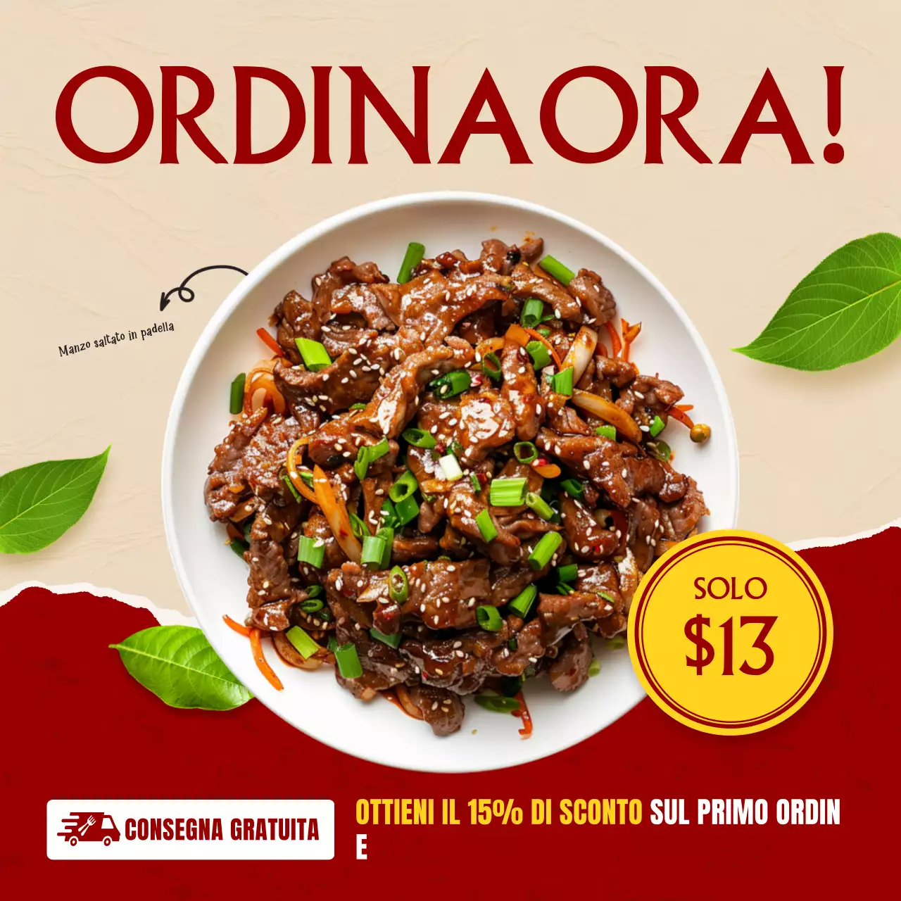 pubblicità di cibo moderno rosso