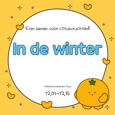 Maak reclame voor een winterevenement in geel en oranje