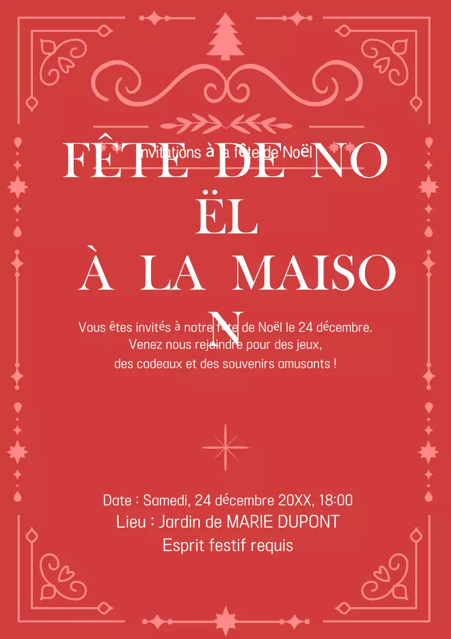 Invitation de Noël simple et rouge