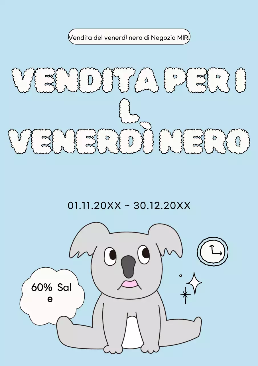 Evento di vendita del Black Friday in blu chiaro e carino