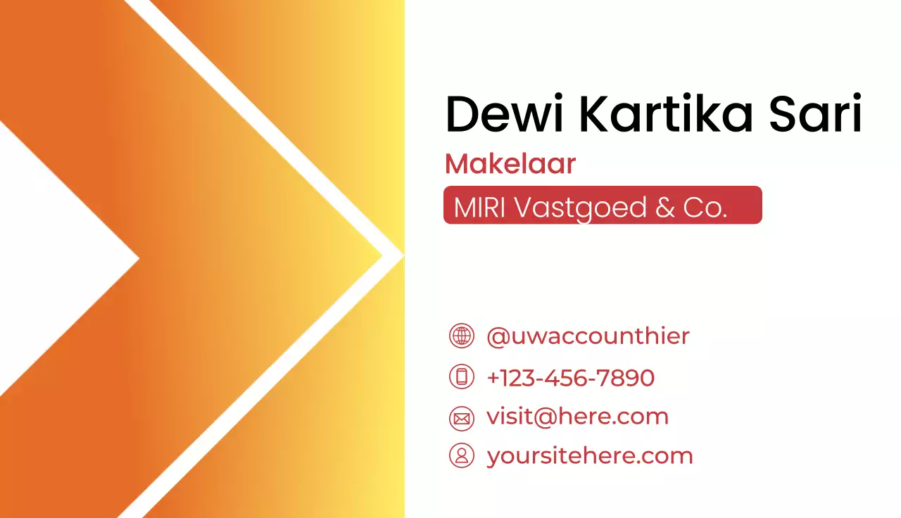 oranje modern vastgoed visitekaartje