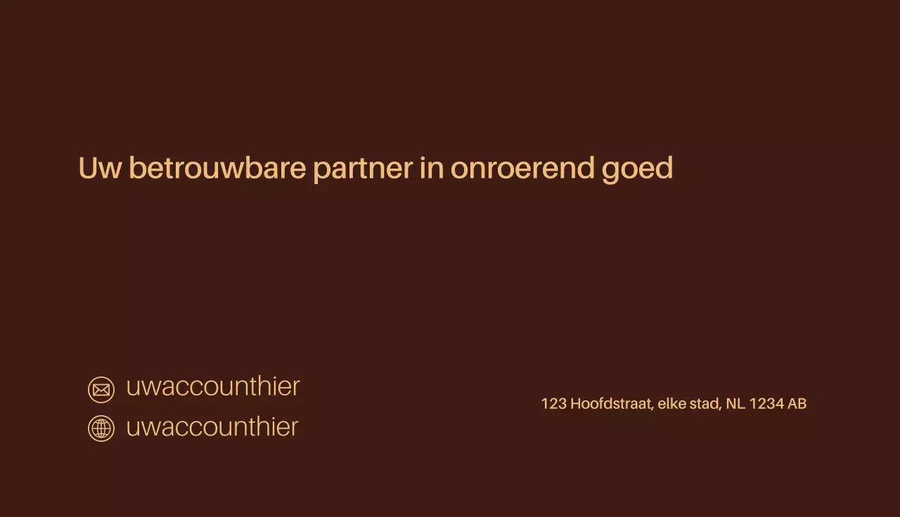 bruin modern onroerend goed visitekaartje