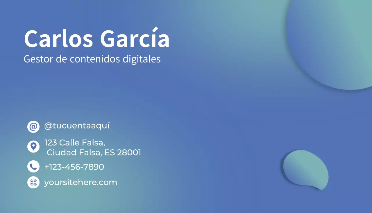 tarjeta de visita moderna azul