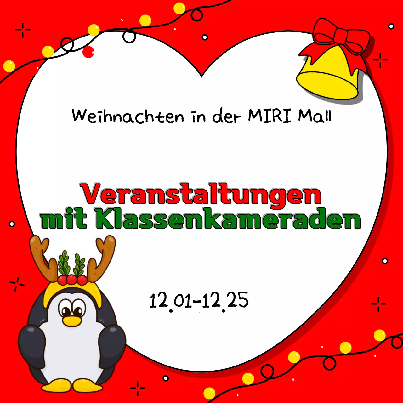 Werben Sie für Ihre Weihnachtsveranstaltung in Rot und Grün mit dieser niedlichen Weihnachtsanzeige