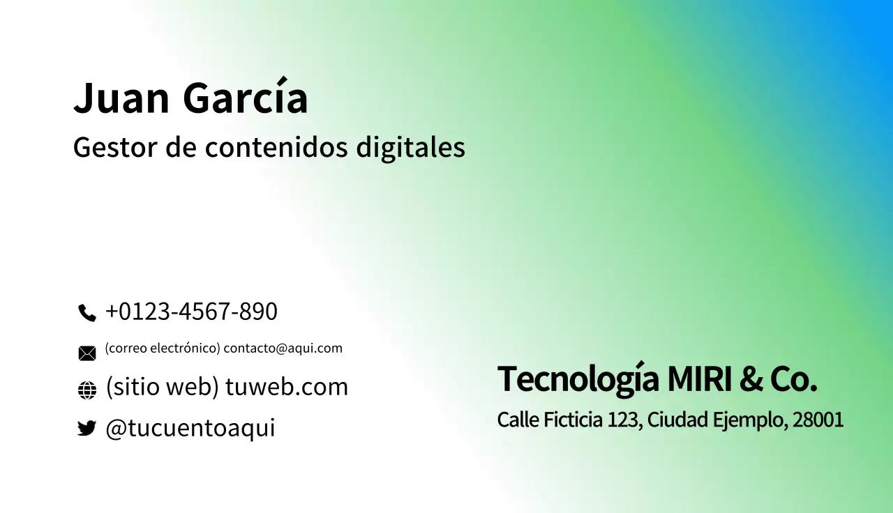 tarjeta de visita moderna verde