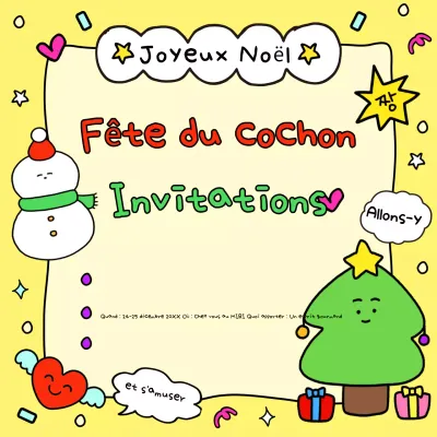 Invitation de Noël jaune et cosy