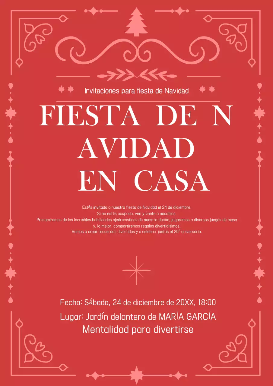Invitación de Navidad sencilla en rojo