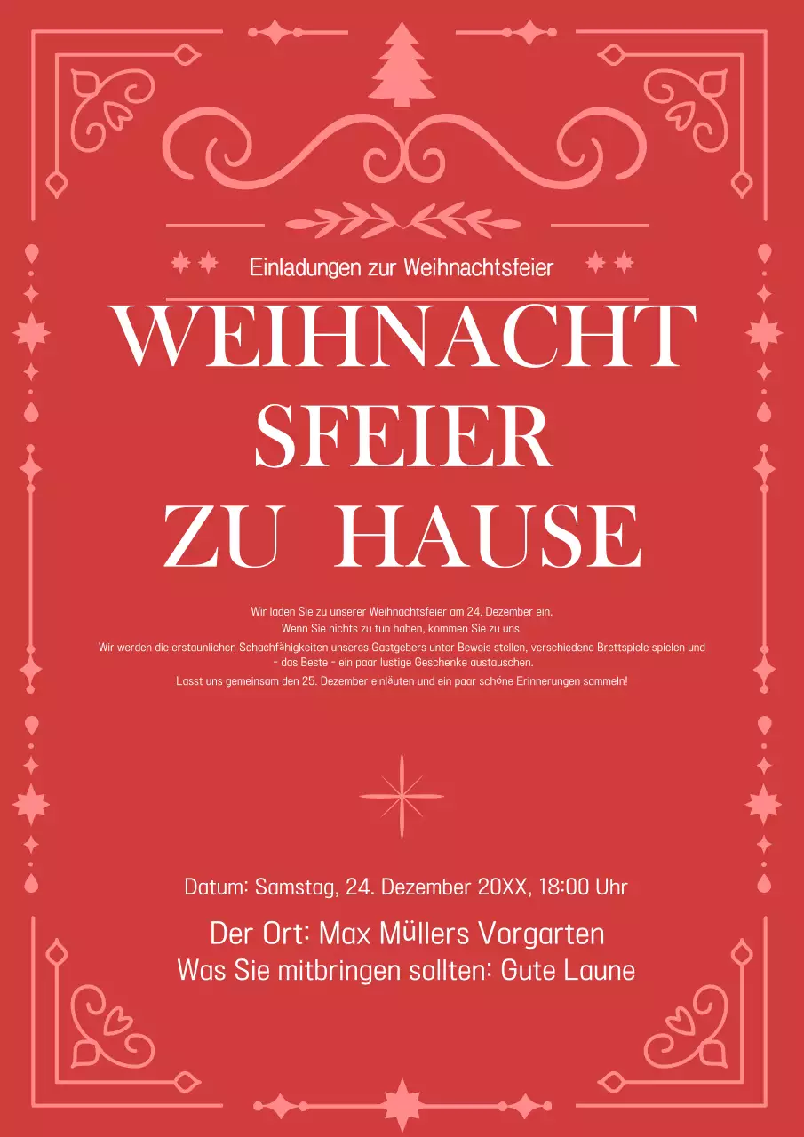 Rote einfache Weihnachtseinladung