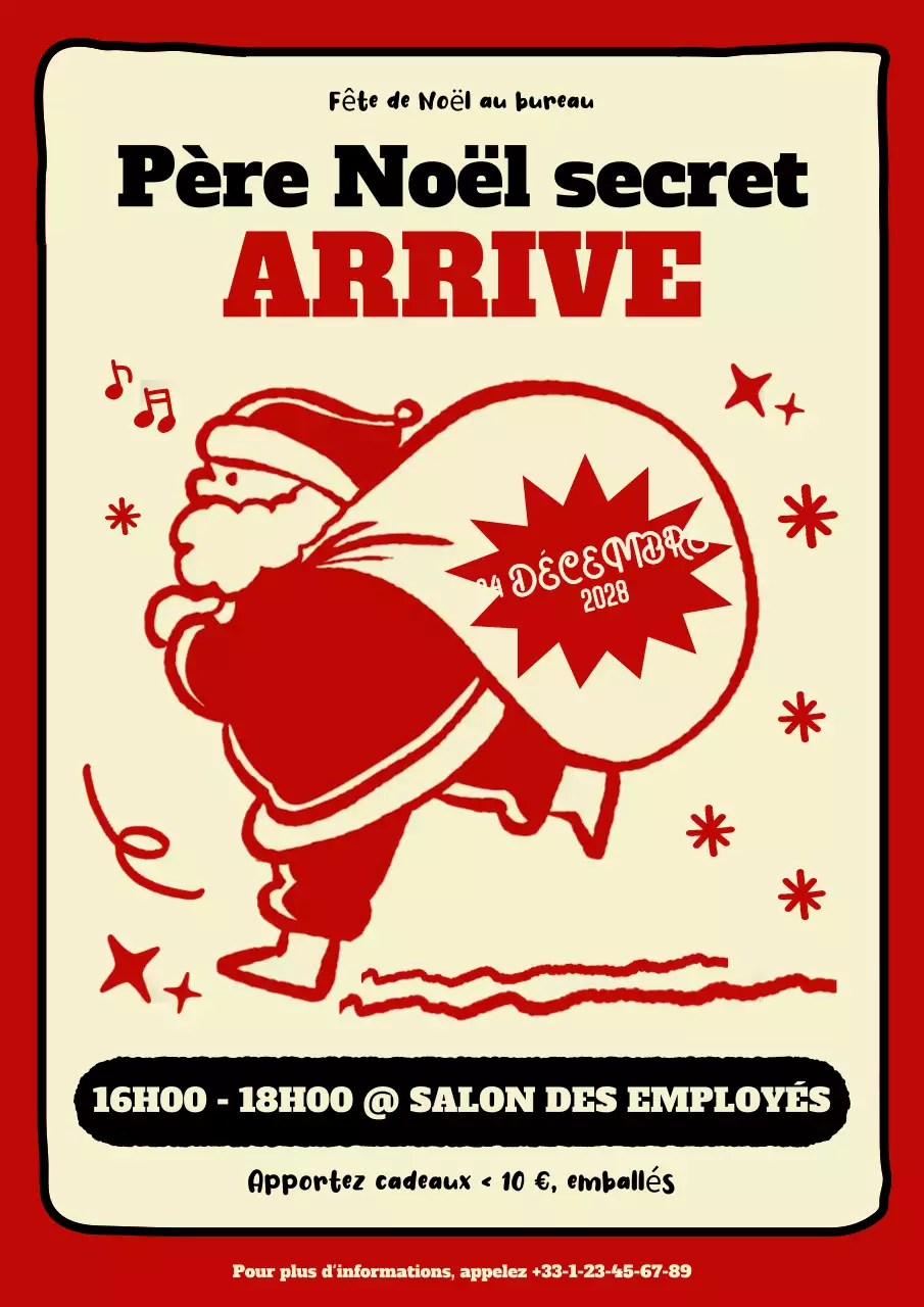 invitation de Noël rétro rouge