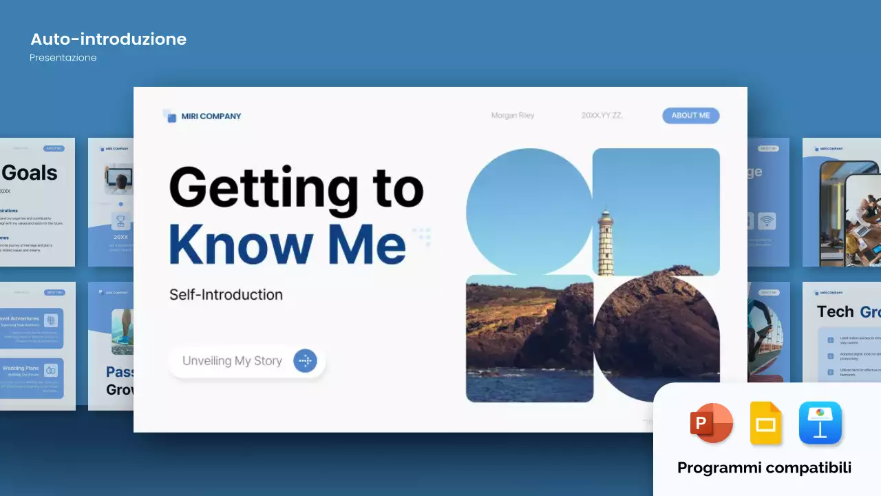 passo di autopresentazione moderno e blu