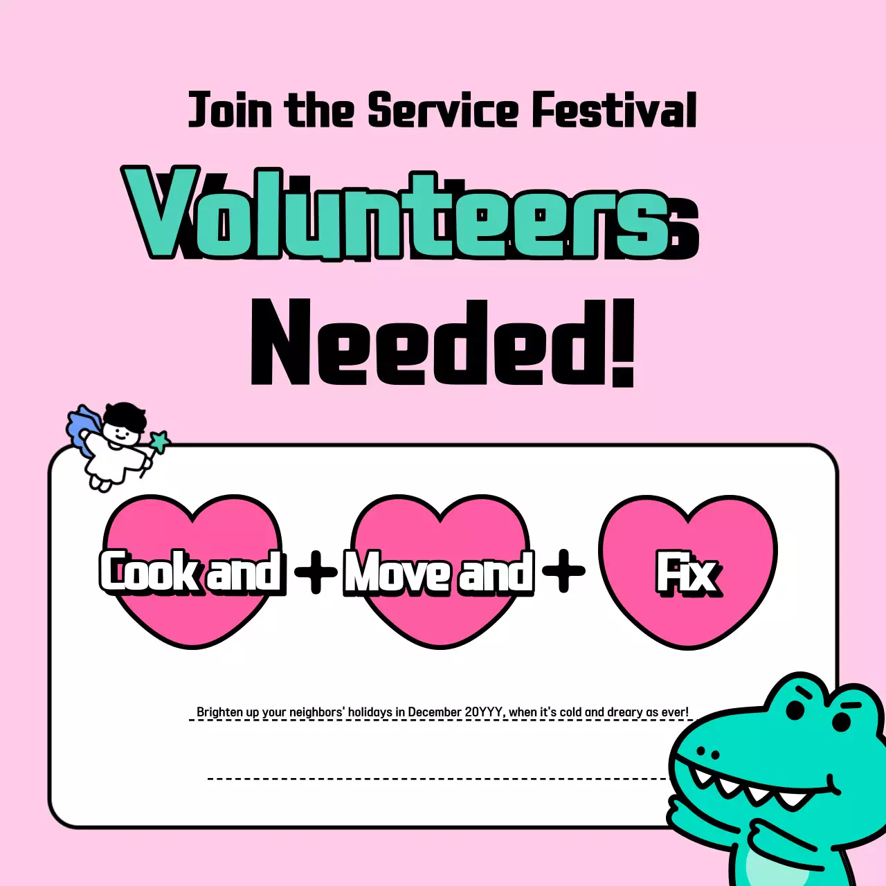 Instagram Carousel Tuyển dụng tình nguyện viên hoạt hình đầy màu sắc