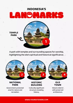 Red Modern Landmarks Guide Poster