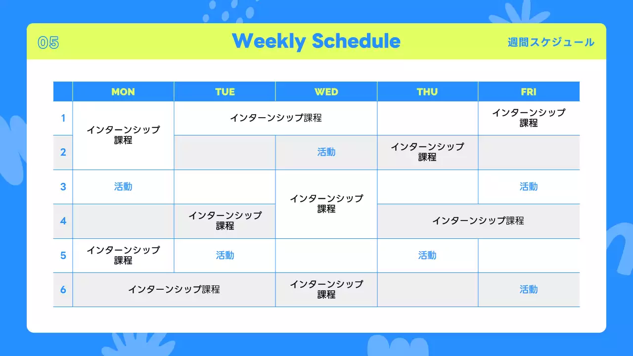 青 楽しい インターンシップ プレゼンテーション