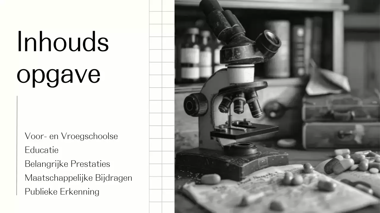 Ontdek het leven van Marie Curie Eenvoudig zwart-beige presentatie