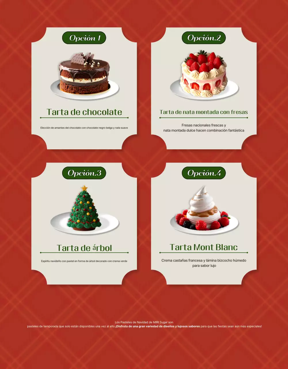 Promoción Pastel de Navidad Vintage Rojo