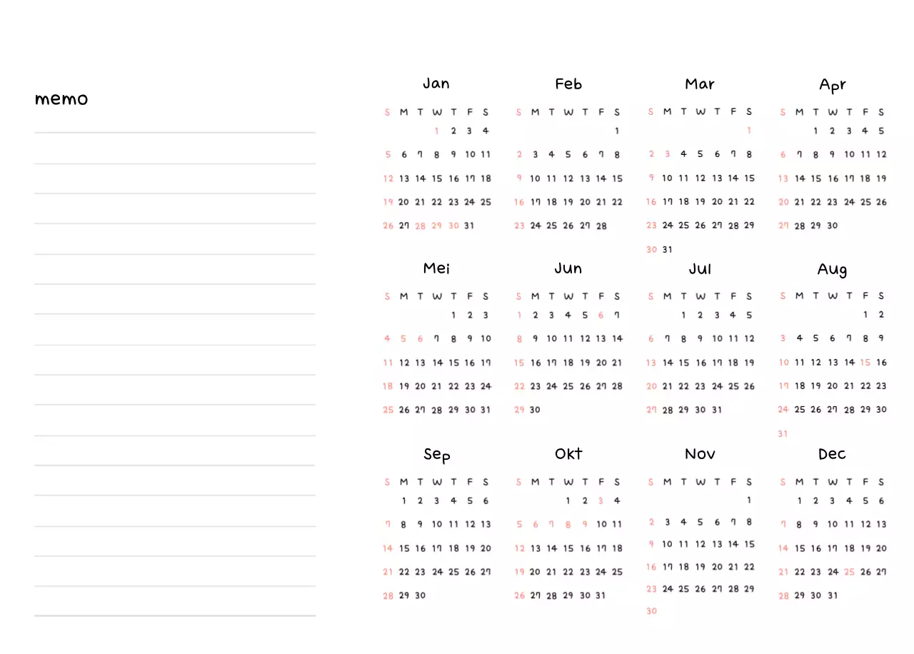 Witte en mooie nieuwjaarsagenda