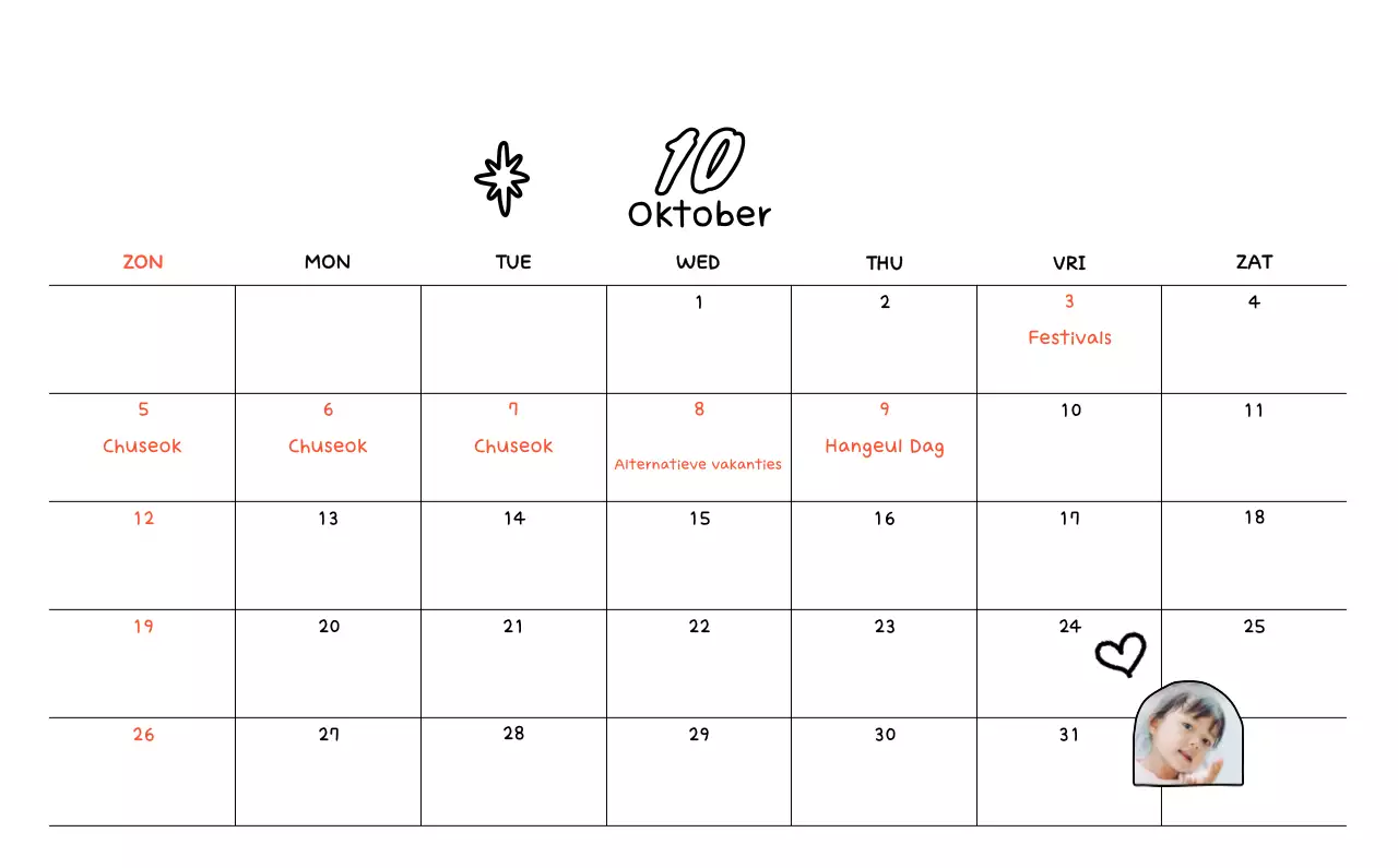 Schattige fotokalender