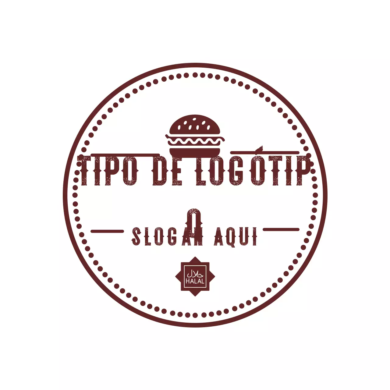 logótipo de hambúrguer retro castanho